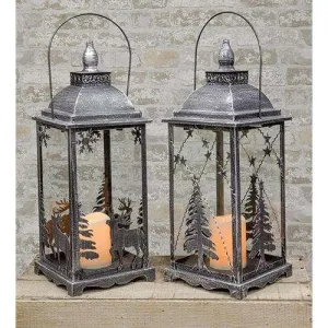 ' Antiqued Christmas Timer Lantern, Asst.