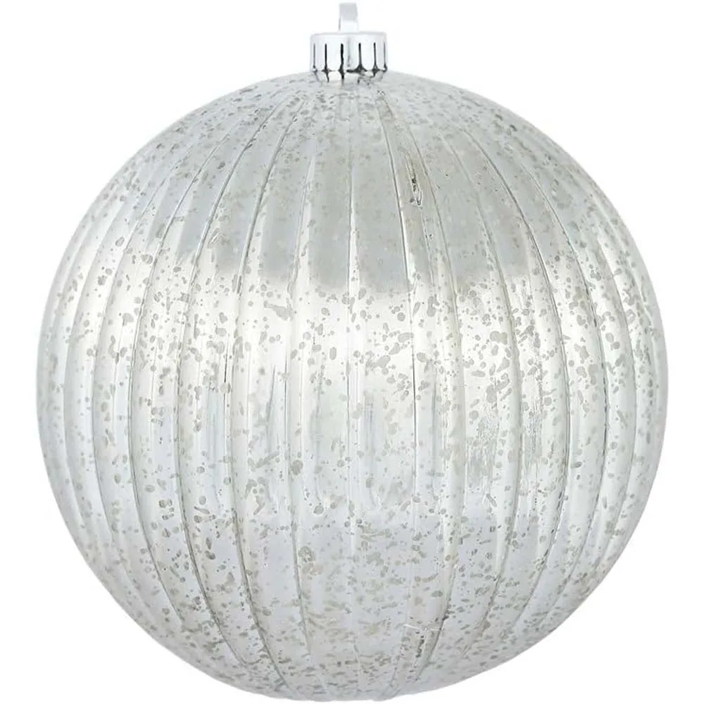 10" Pewter Mercury Pumpkin Ball Shatterproof Christmas Ornament