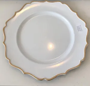 13" Acrylic flower Charger Plate CP17107-wh/gld