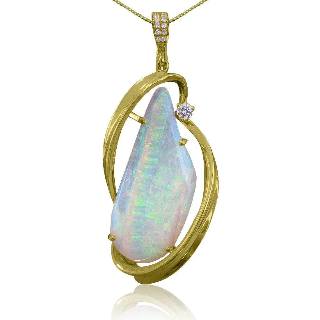 18kt Yellow Gold Opal and Diamond pendant