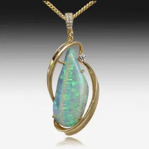 18kt Yellow Gold Opal and Diamond pendant