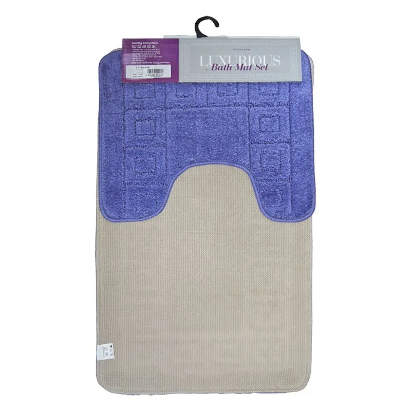 2 Piece Luxurious Bath Mat Set Light Blue