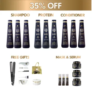 3x Complete Hair Straightening Bundle (35% Off): Protein, Shampoo, Conditioner, Mask & Serum