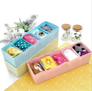 5 Grids Socks Organizer, Storage Organizer for Home Closet, 5 Grids Drawer Divider