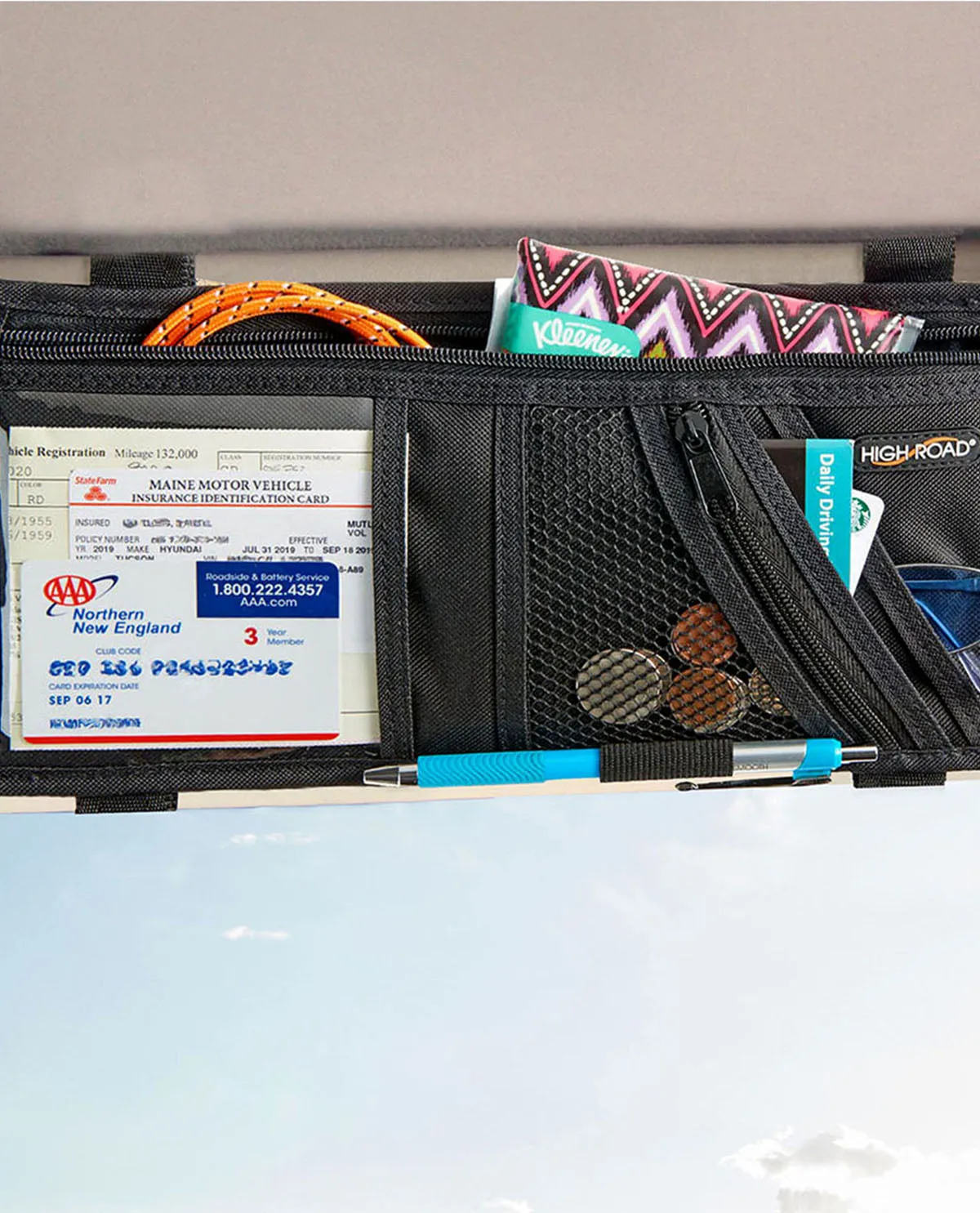 5-Pocket Automotive Sun Visor Organizer