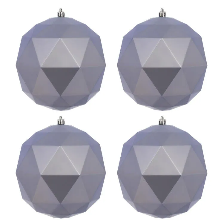 6" Lilac Matte Geometric Balls Ornaments 4 Per Bag