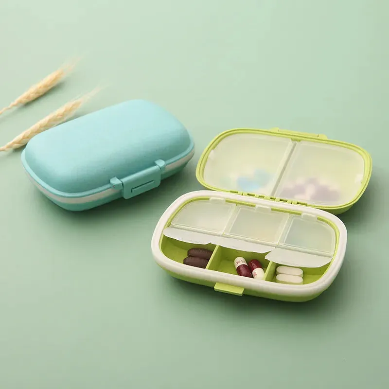 8-Compartment Pill Box Travel Pill Organizer Container With Seal Small Box for Medication Storage