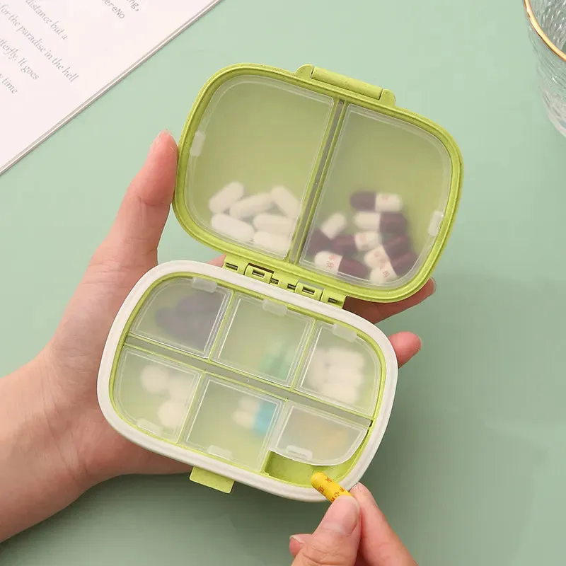 8-Compartment Pill Box Travel Pill Organizer Container With Seal Small Box for Medication Storage