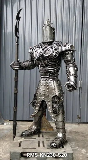 91" Knight Recycled Metal Art Sculptur