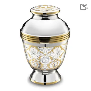 A250   Elegant Floral Standard Adult Urn Pol Silver