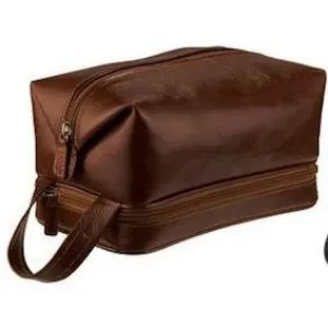 Adpel Italian Leather Toiletry Bag Brown