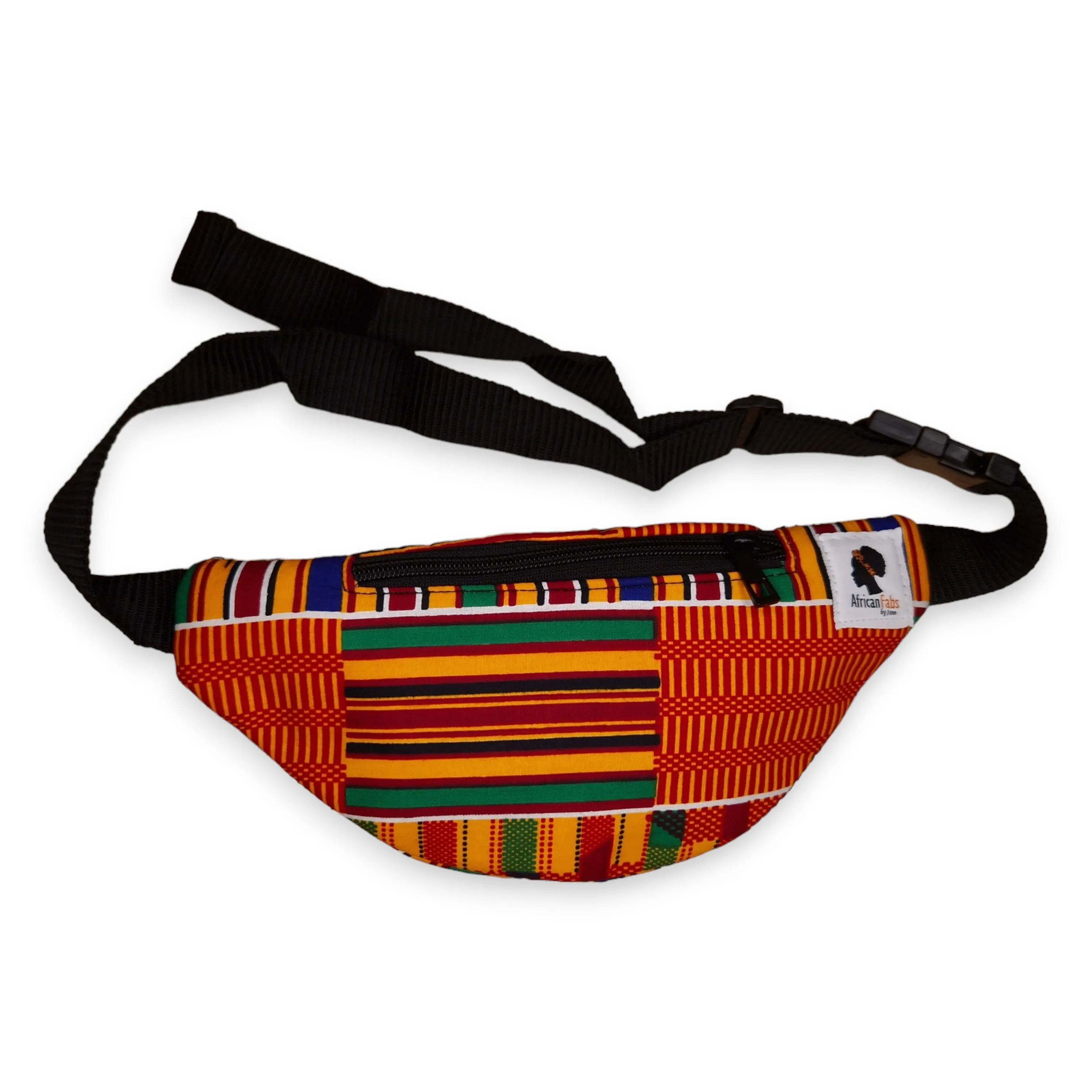 African Print Fanny Pack - Orange / yellow kente - Ankara Waist Bag / Bum bag / Festival Bag