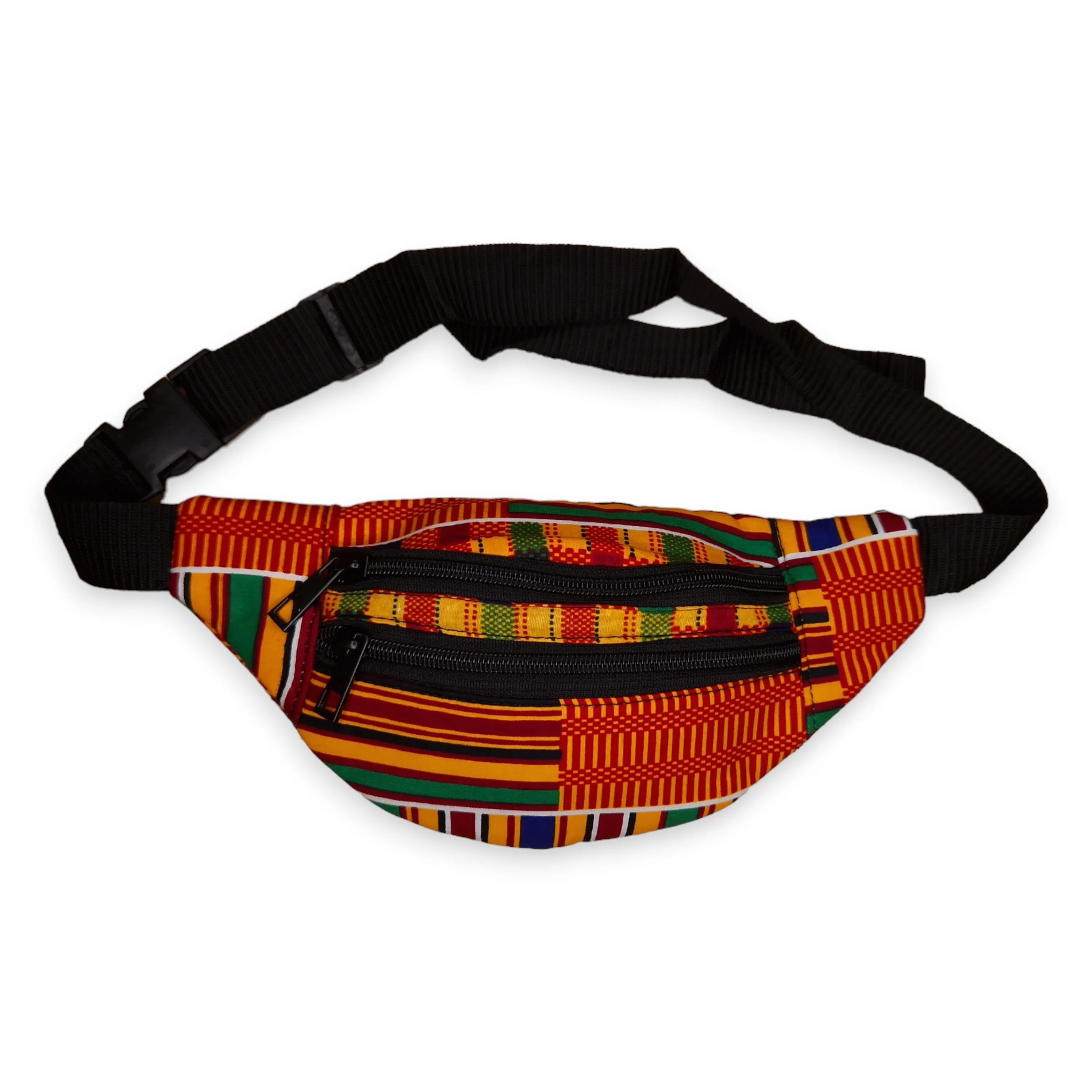 African Print Fanny Pack - Orange / yellow kente - Ankara Waist Bag / Bum bag / Festival Bag