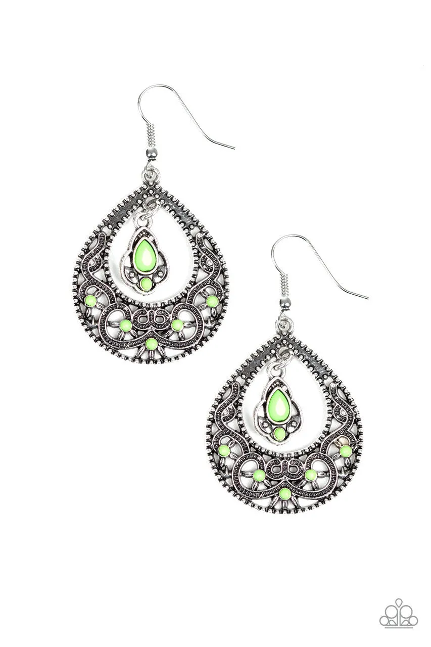 All-Girl Glow Green Paparazzi Earrings