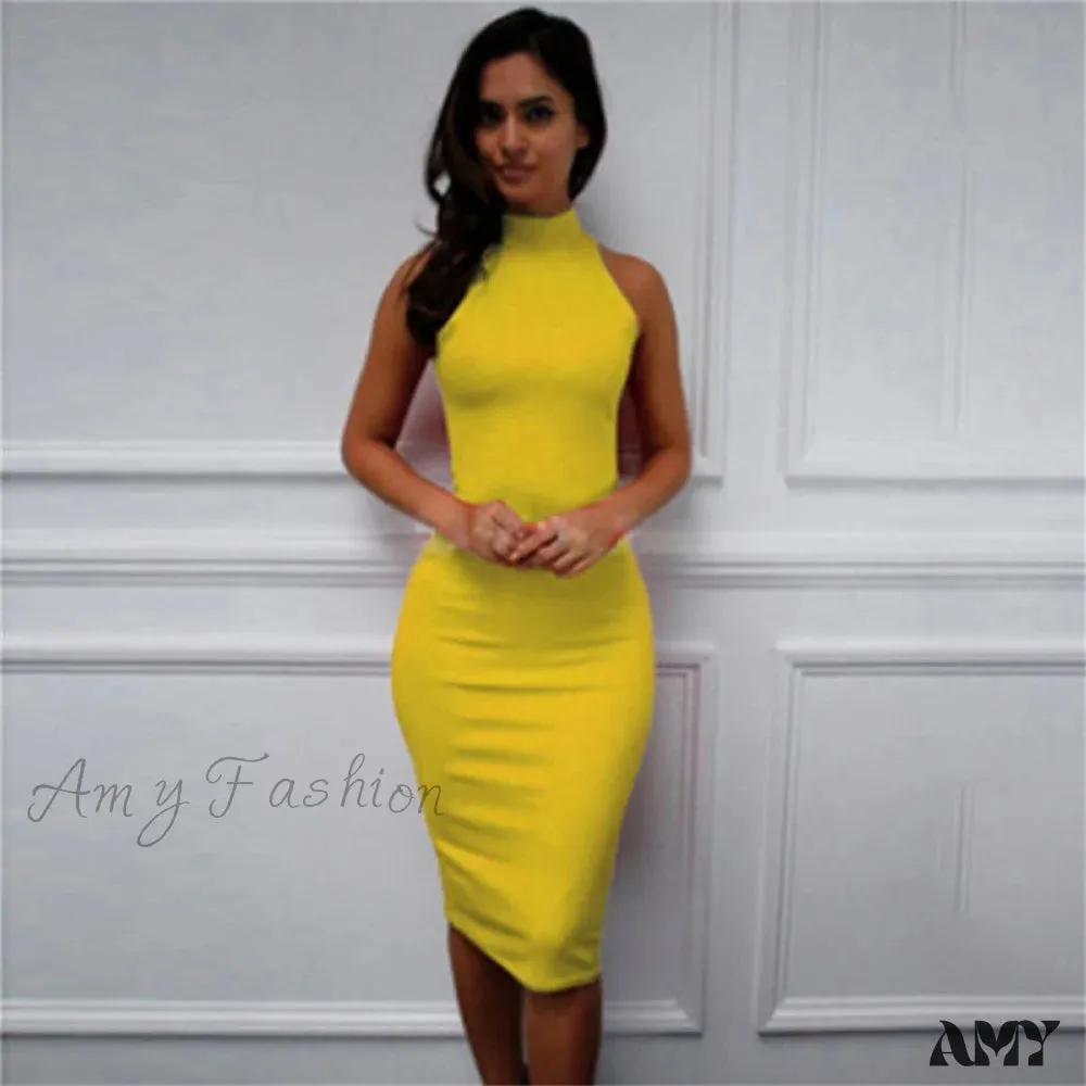 Amy Fashion - Short Sleeve O-neck Midi Dress