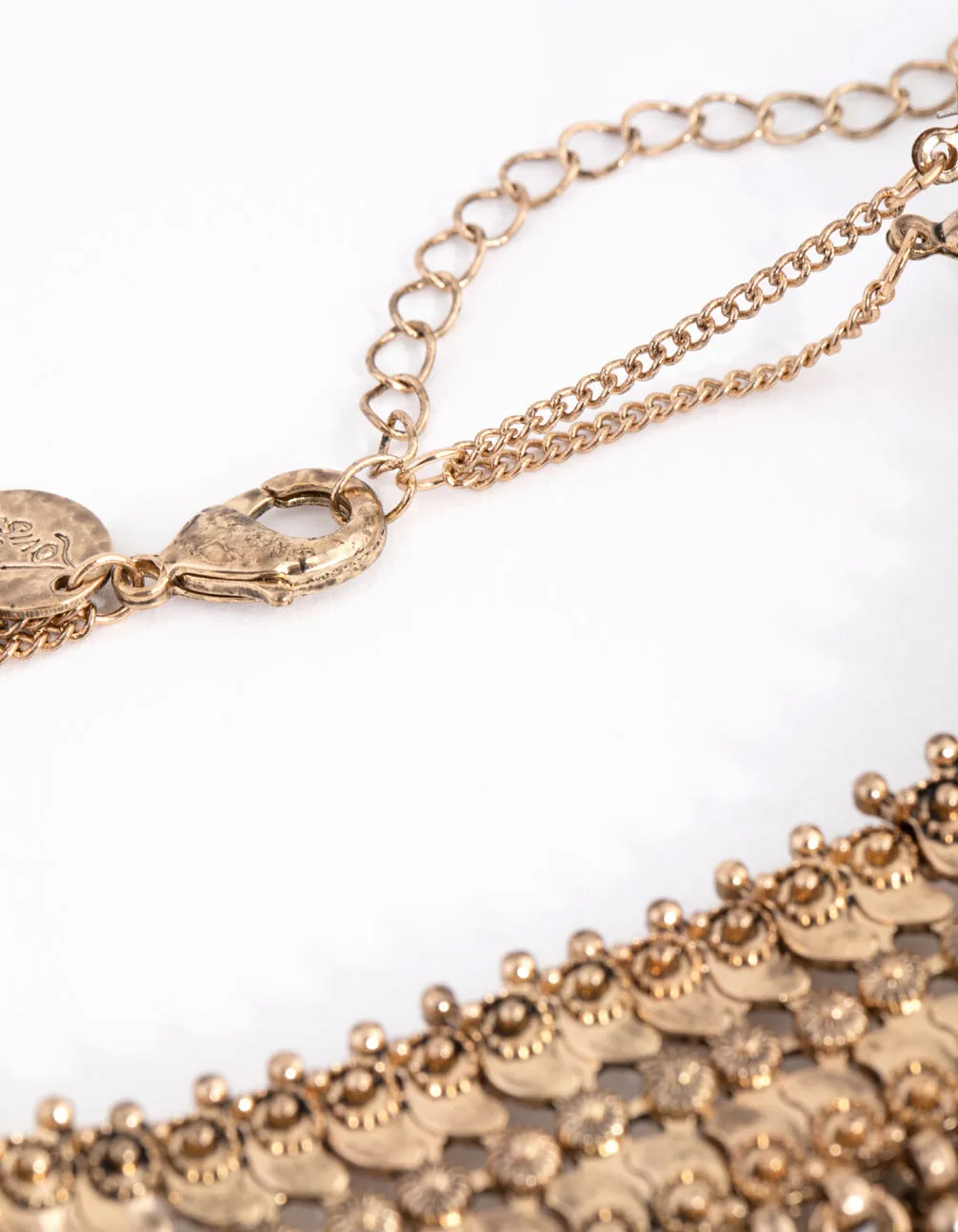 Antique Gold Mesh Chain Choker