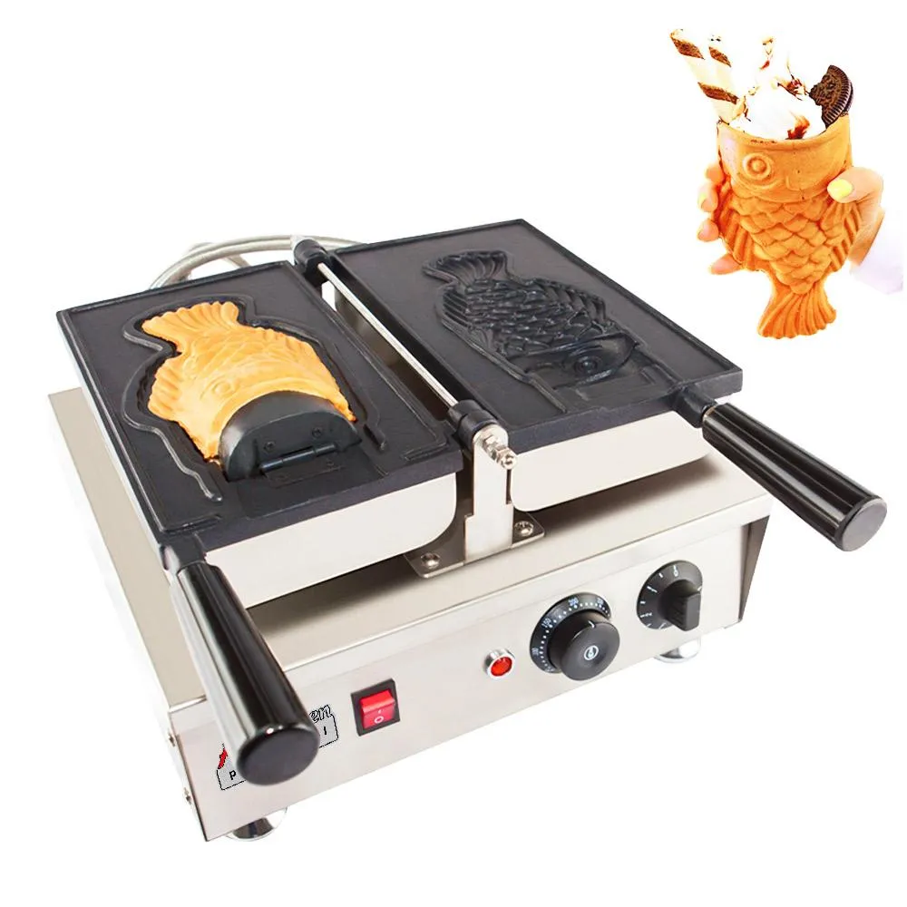 AP-200 Taiyaki Fish Waffle Maker | Fish Ice Cream Cone Machine | Cast Iron Taiyaki Pan | 1 Big Open-Mouth Fish Waffle