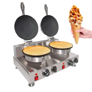 AP-603 Waffle Cone Maker | Commercial Double Waffle Roll Maker | Stainless Steel | Nonstick Coating | 2kW