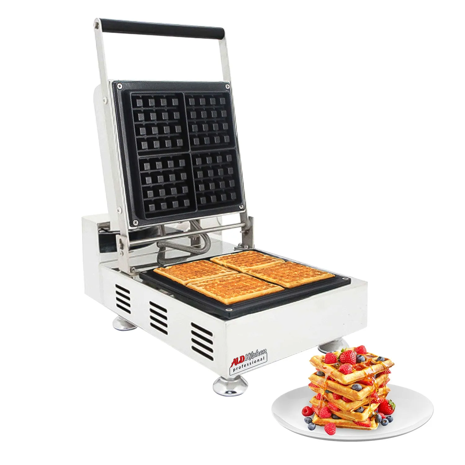 AP-92 Belgian Waffle Maker Thick | Professional Waffle Iron | 4 Square Waffles | Press Type | Nonstick