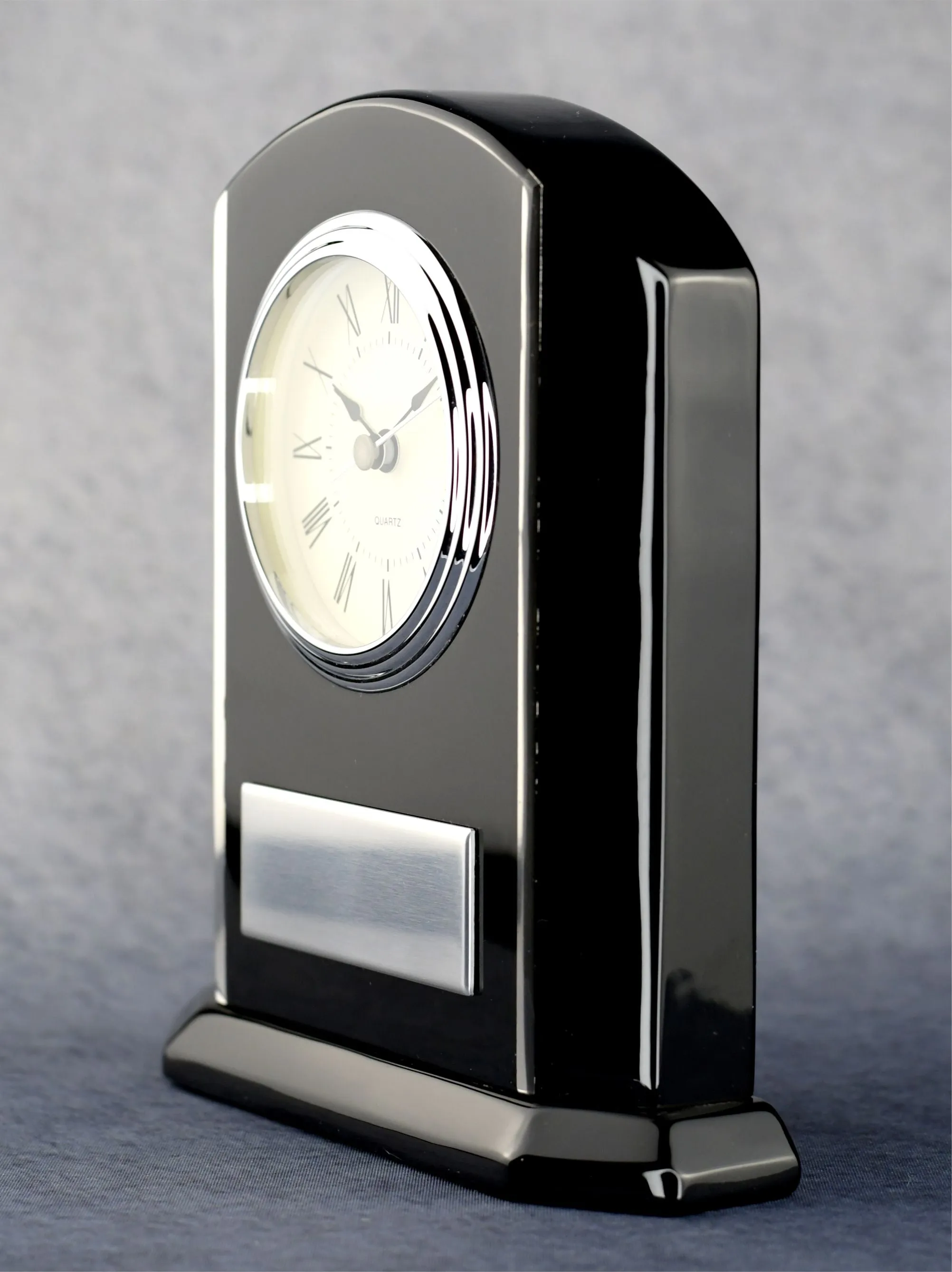 Arched Black Piano Clock