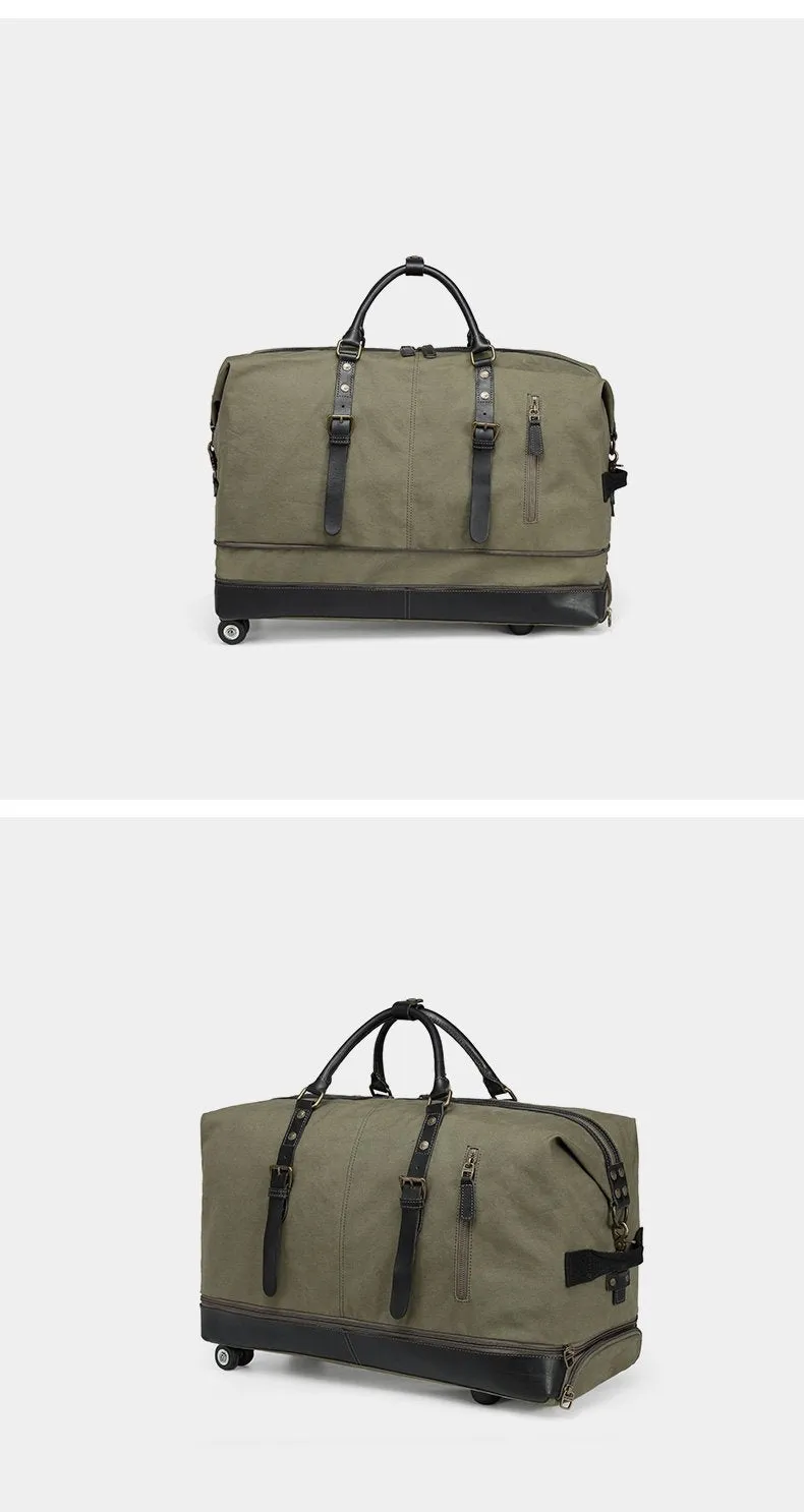 Army Green Canvas Mens Travel Bag Weekender Bag Business Hand Bag Large Travel Bag for Men