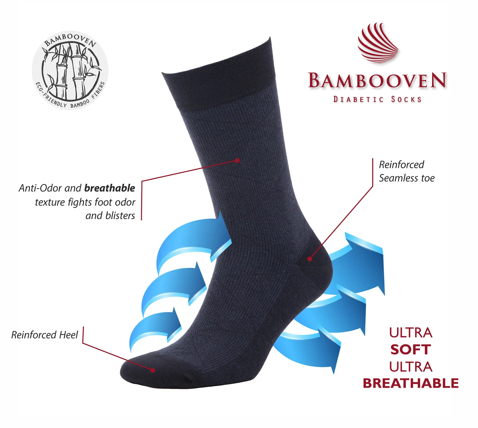 Bambooven Men’s Dress & Trouser Socks – Odor-Free Bamboo (6 Pairs) 623