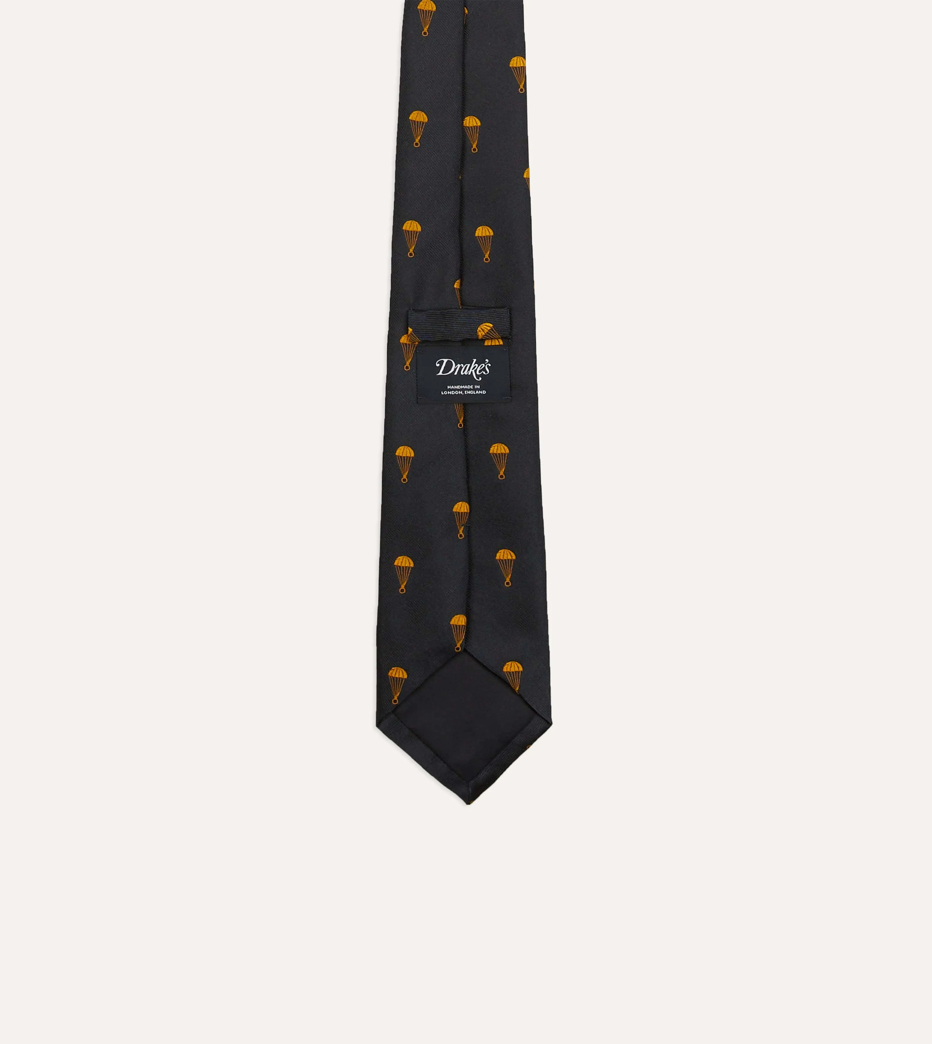 Black and Gold Parachute Motif Silk Tipped Tie