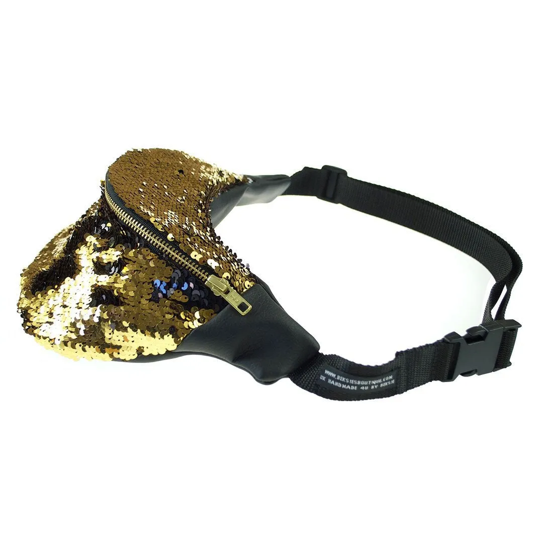 Black and Gold Sequined Fanny Pack