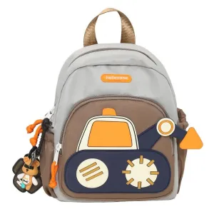 Blue Kids' Cartoon Backpack - Adorable Excavator Design with Spacious Compartments