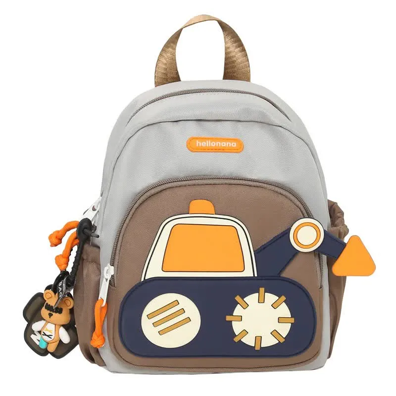 Blue Kids' Cartoon Backpack - Adorable Excavator Design with Spacious Compartments