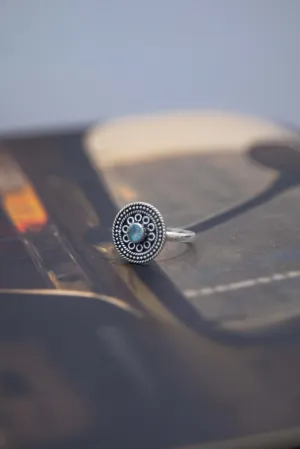 Blue Topaz Tribal Disc Ring