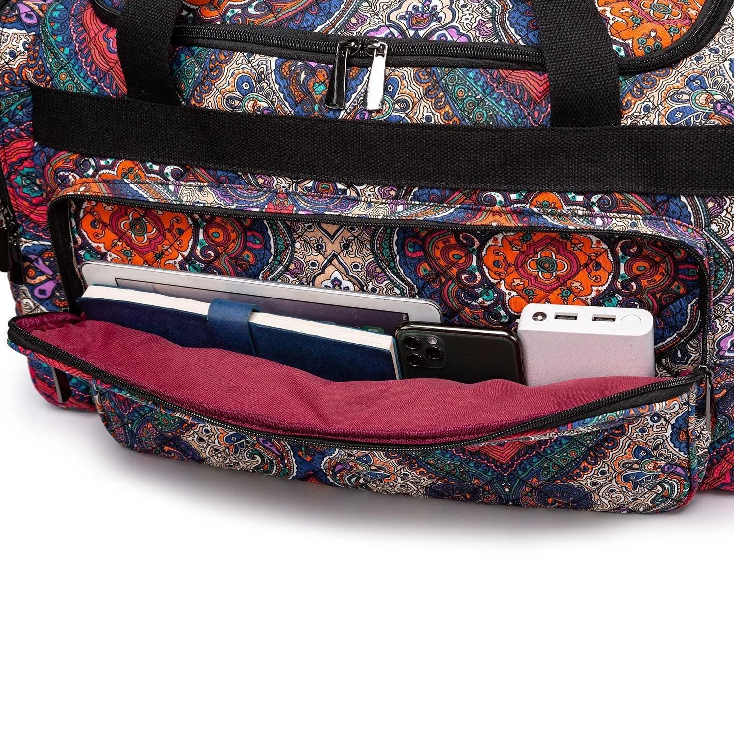 Boho Weekender Bag Canvas Travel Duffel