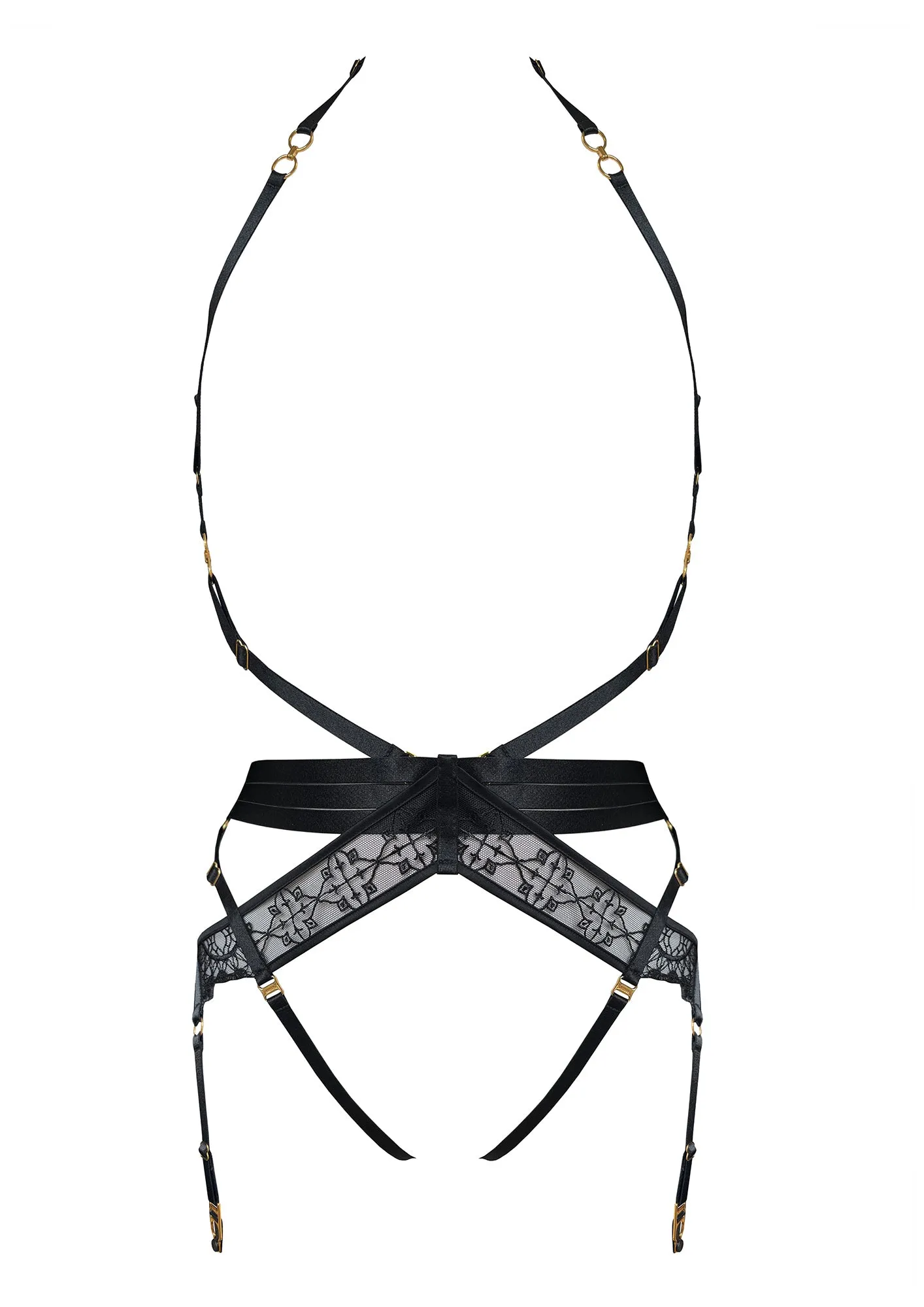 Bordelle Mari Suspender Harness/Navy Blue