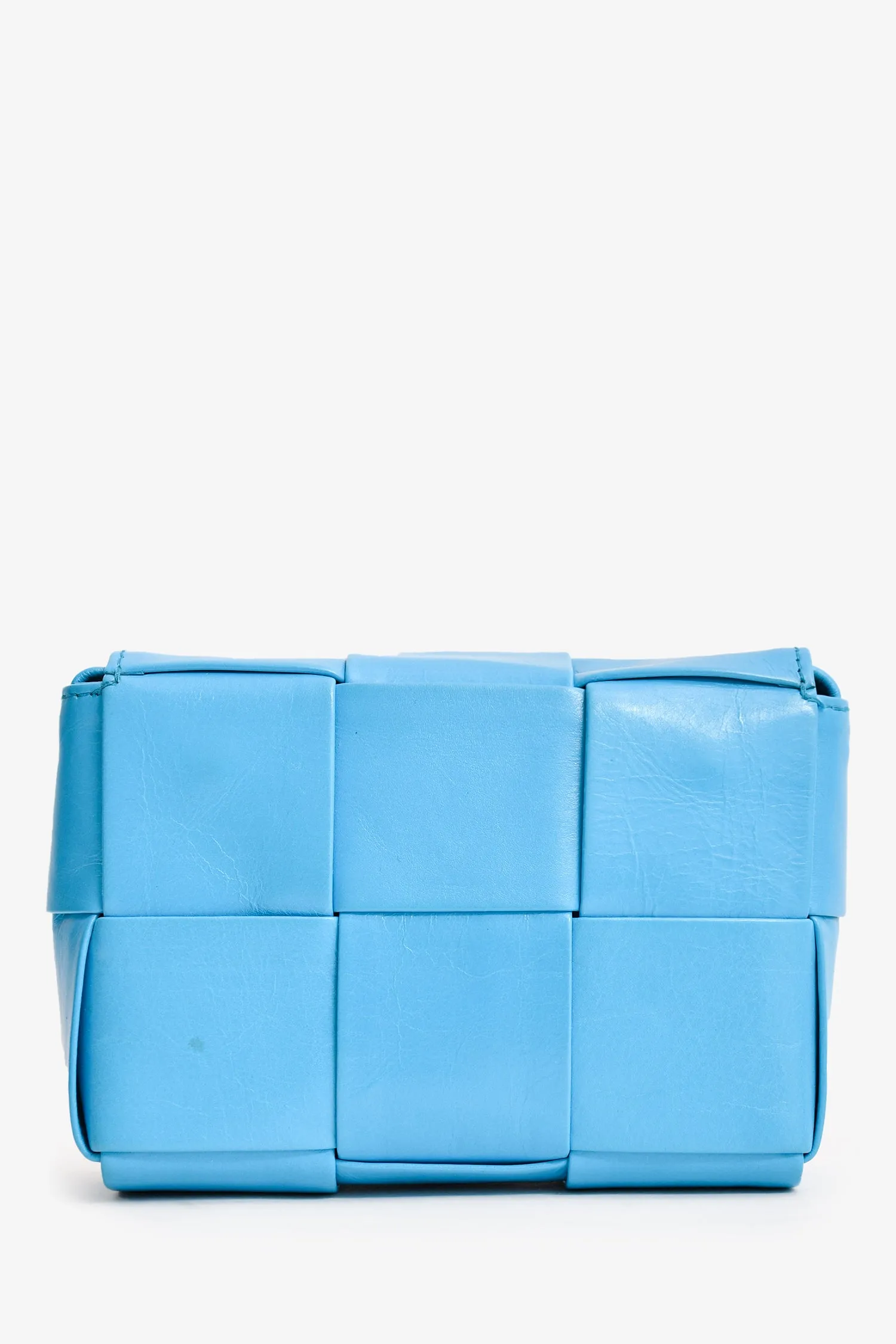 Bottega Veneta Leather Turquoise Mini Cassette Crossbody Bag