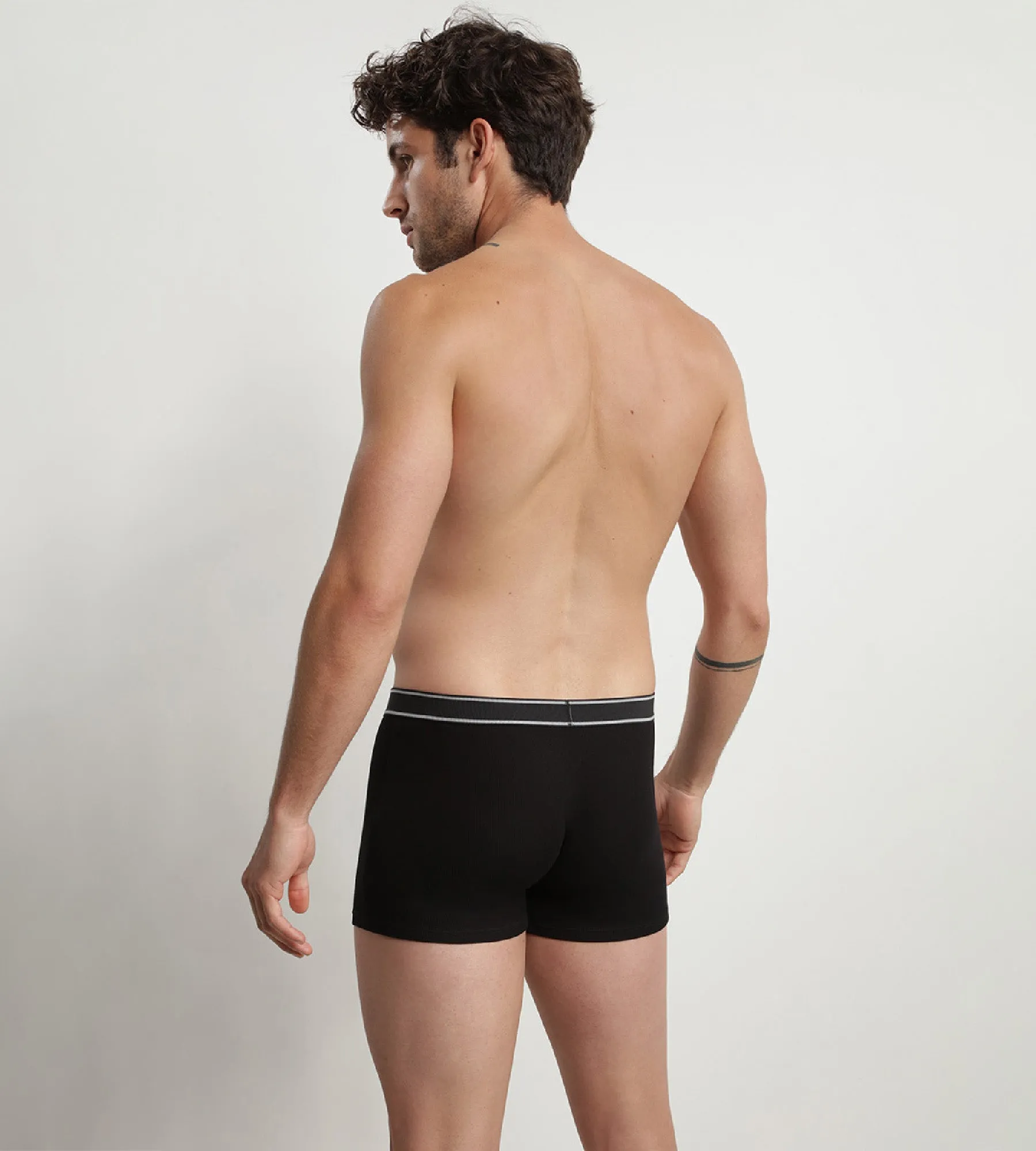 Boxer homme en coton modal côtelé style rétro Noir Dim Elegant