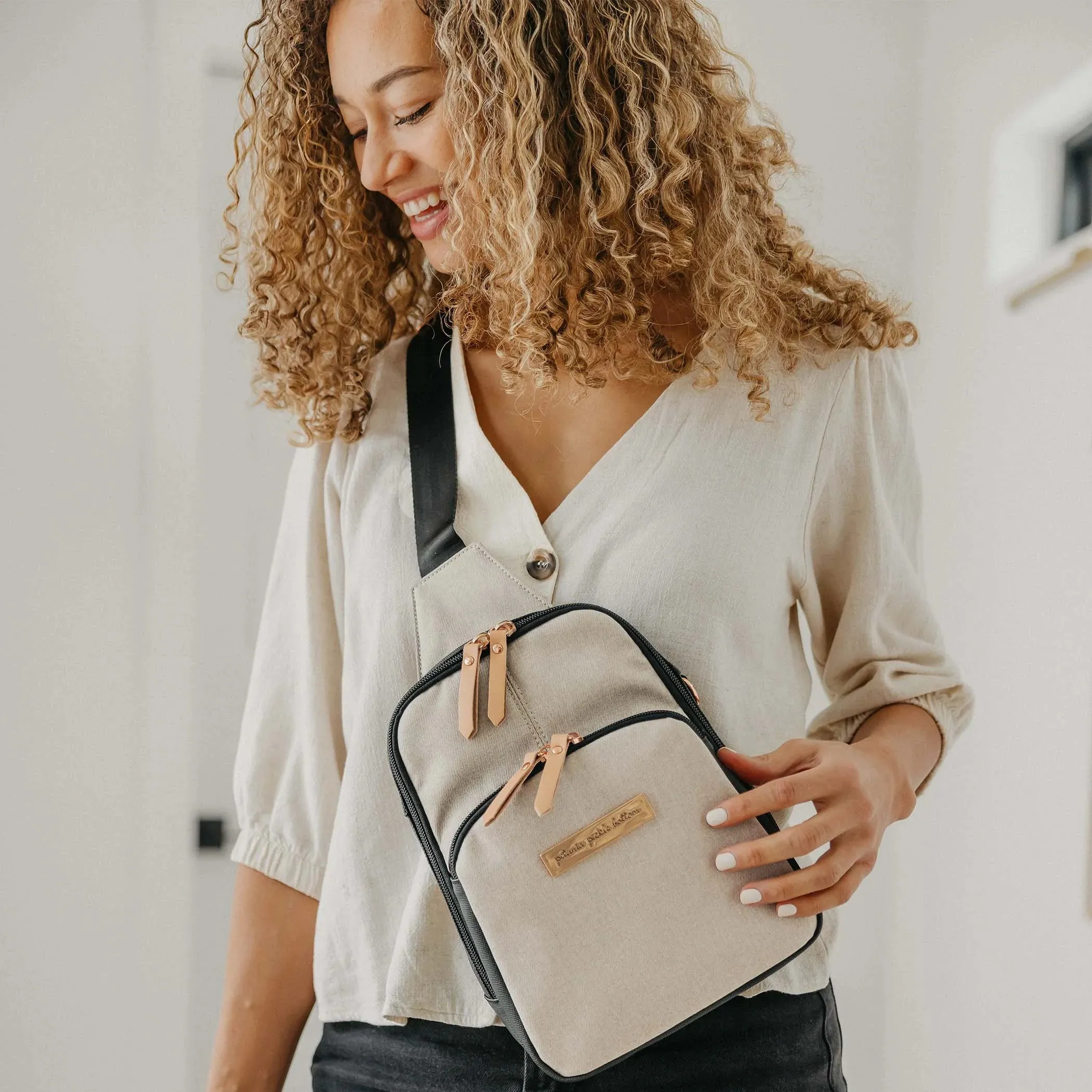 Boxy Backpack in Sand/Black & Criss-Cross Sling Bundle