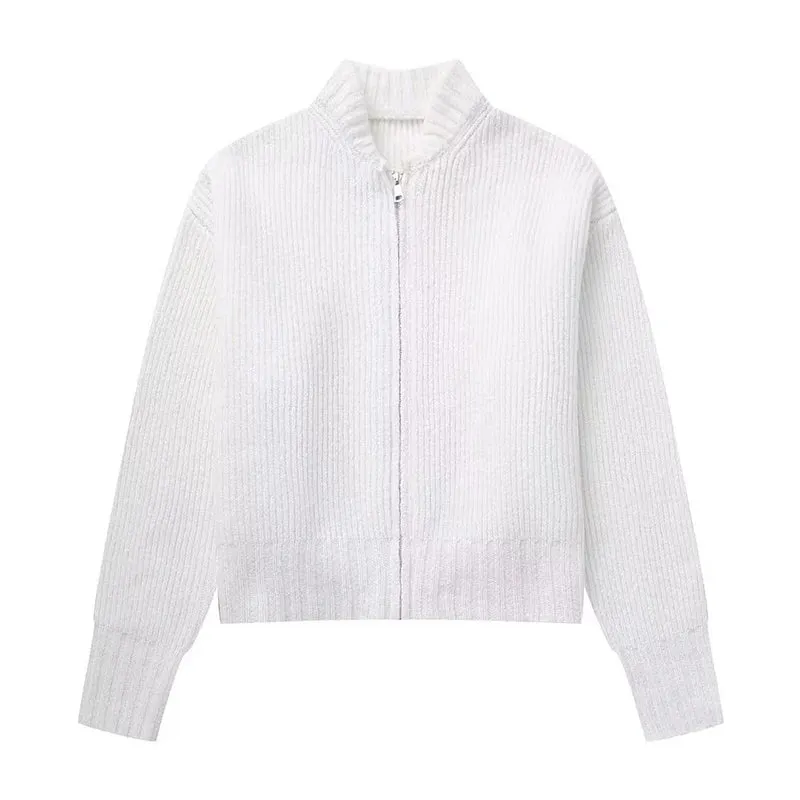 Brigitte - Elegant knit cardigan with zipper