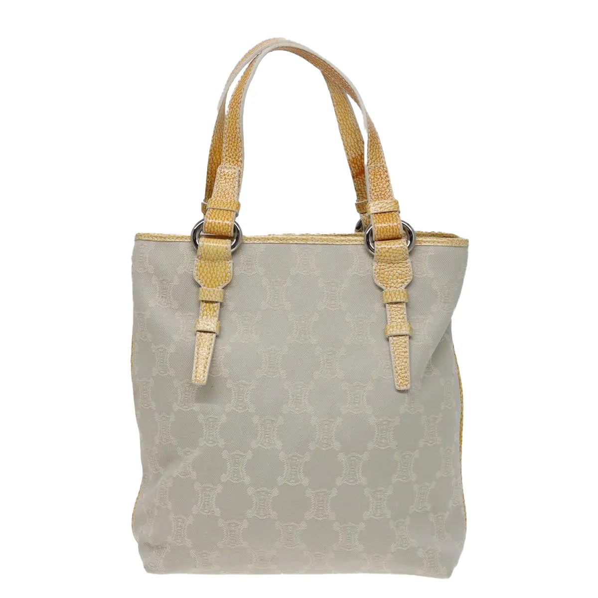 CELINE Macadam Canvas Tote Bag Yellow Light Blue Auth bs15626