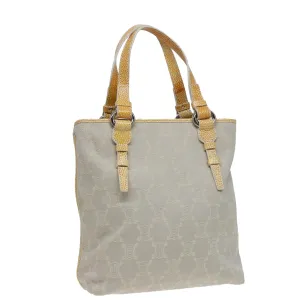 CELINE Macadam Canvas Tote Bag Yellow Light Blue Auth bs15626