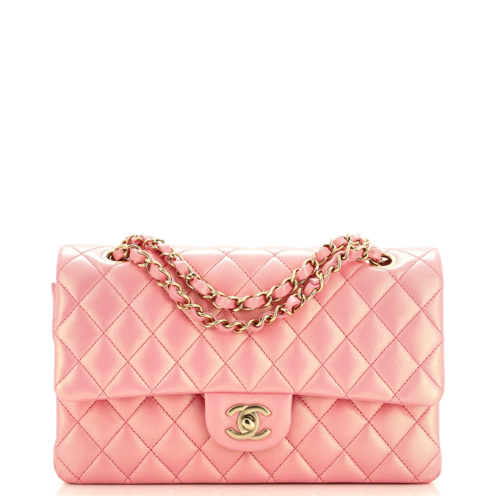 CHANEL Classic Double Flap Bag Quilted Iridescent Lambskin Medium