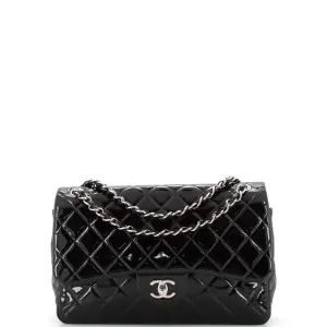 CHANEL Classic Double Flap Bag Quilted Patent Jumbo