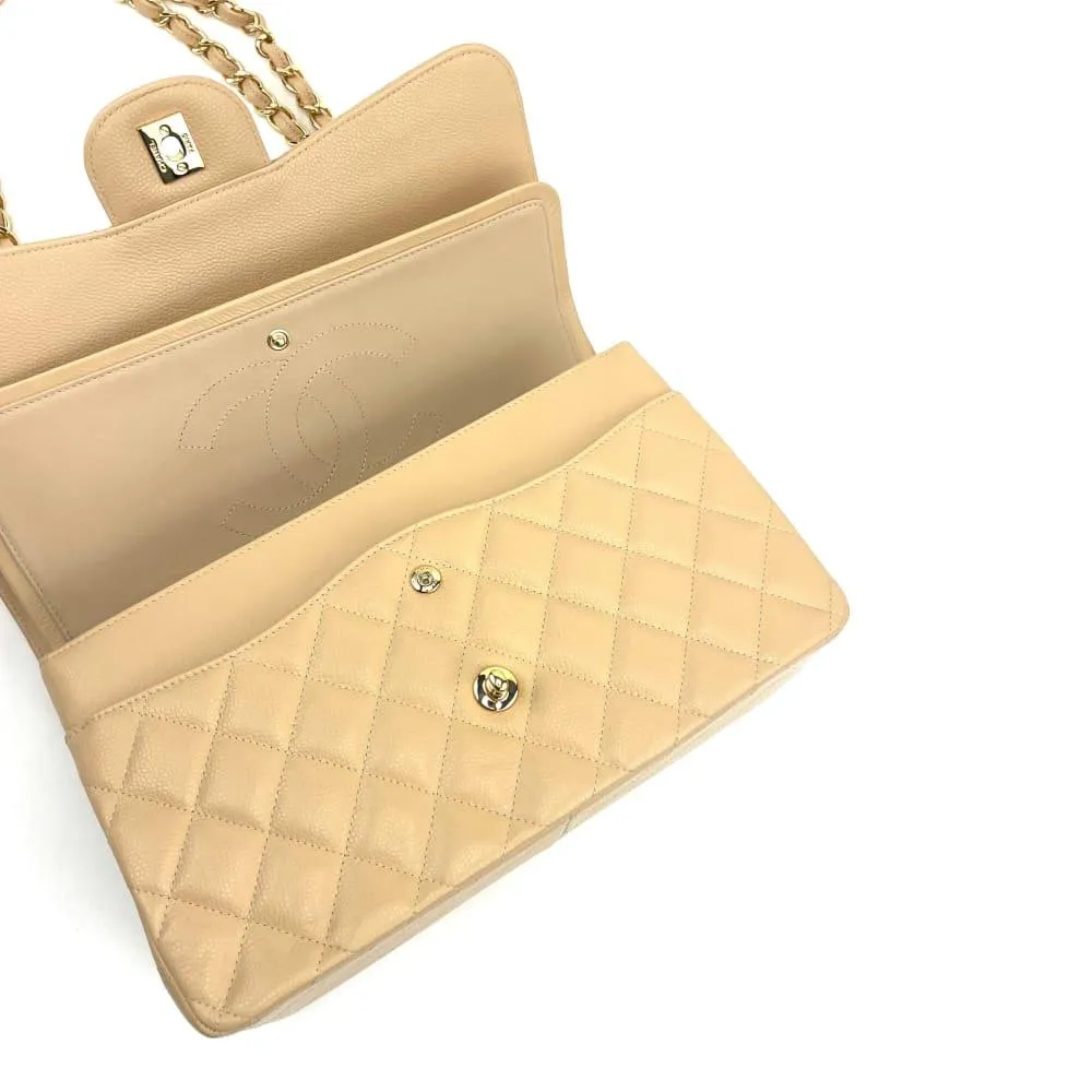 CHANEL Classic Jumbo Double Flap Bag Cream Caviar Leather