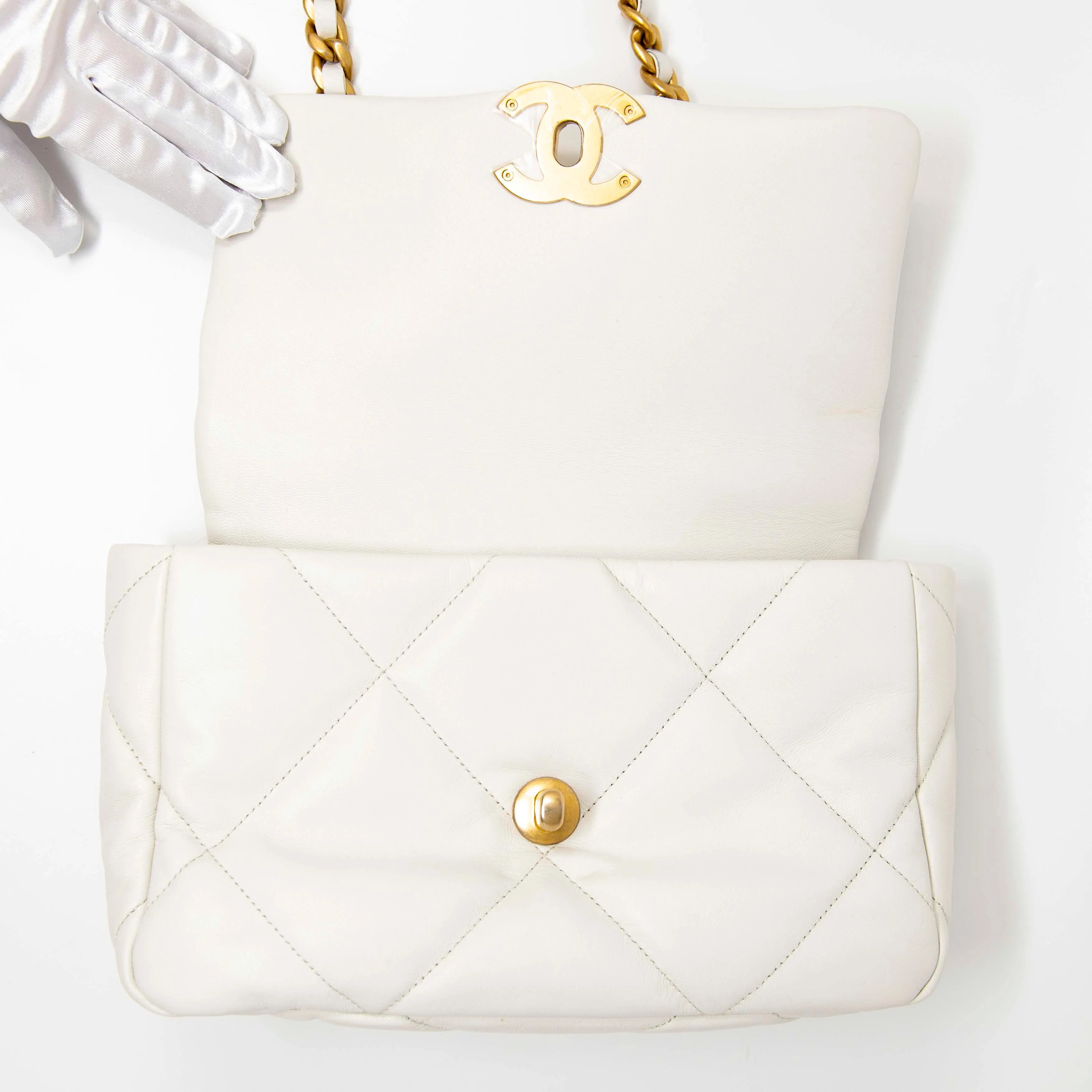 Chanel White Small 19 Flap