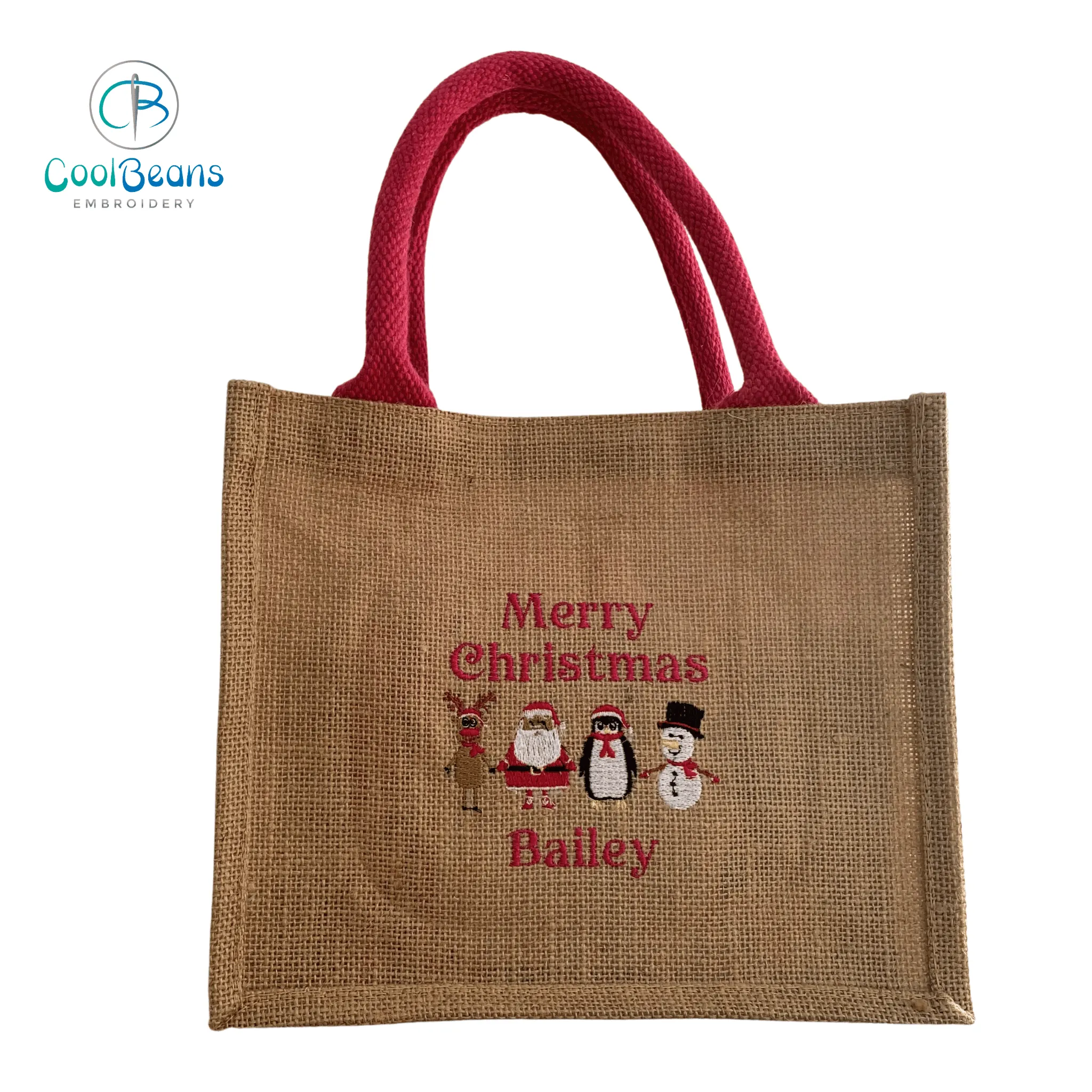 Christmas Jute Gift Bag - Christmas Characters - Personalised