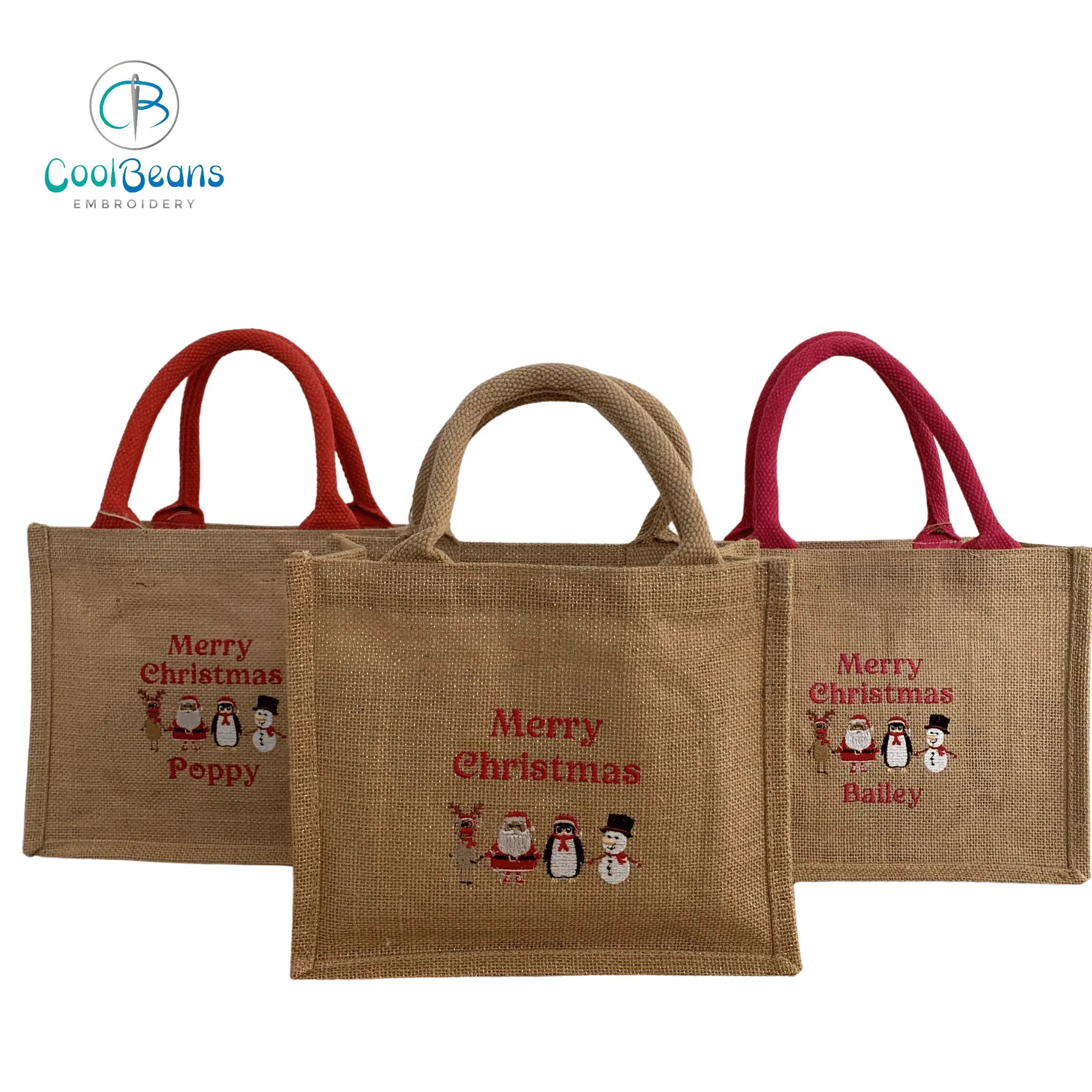 Christmas Jute Gift Bag - Christmas Characters - Personalised