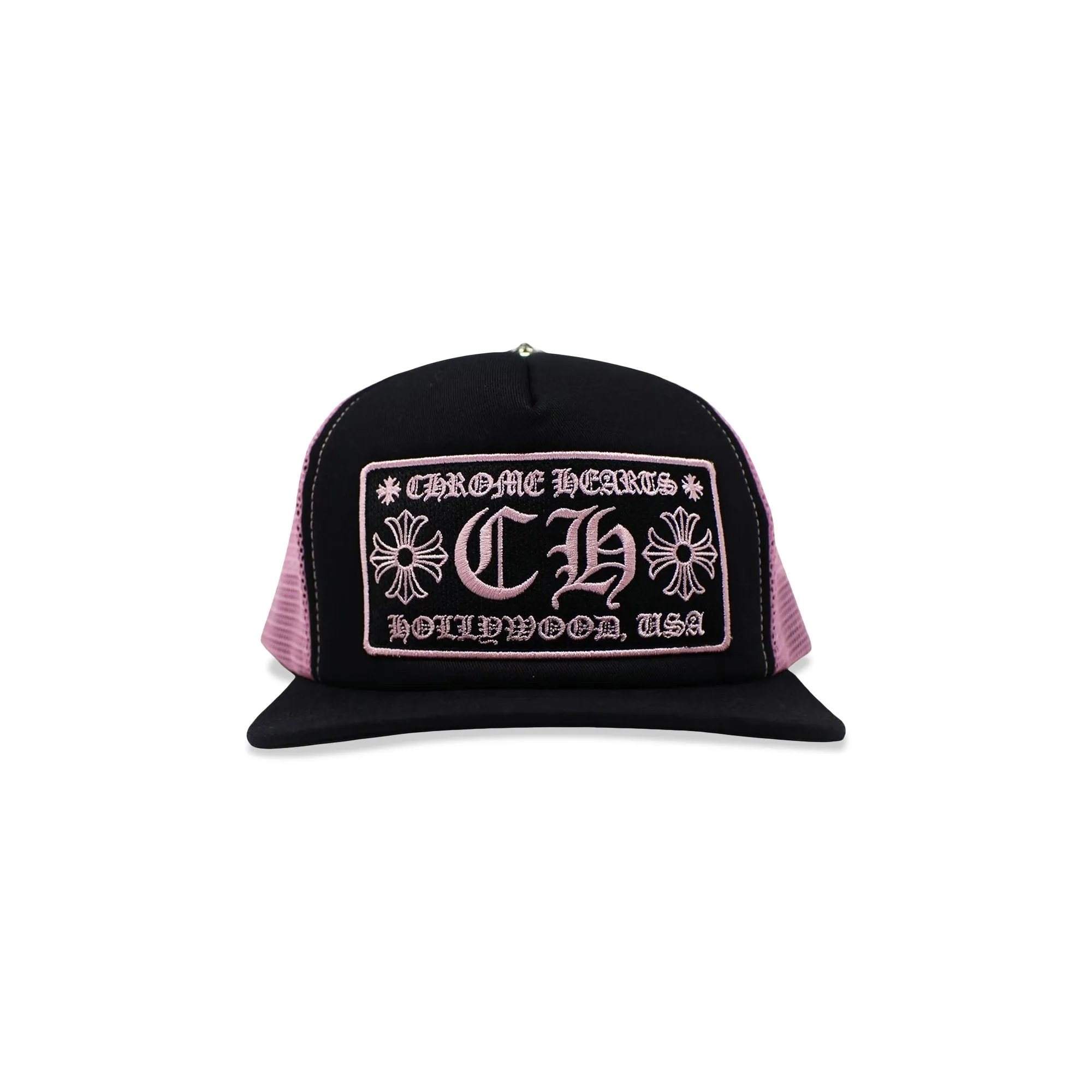 Chrome Hearts Hollywood Trucker Cap, Black/Pink