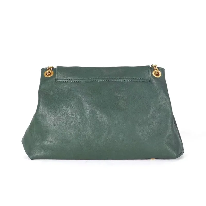 Classic Simple Design Vegetable Tanned Cowhide Leather Women' Shoulder Bag