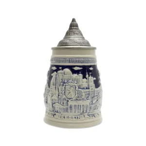 Cobalt Blue Landmarks of Berlin .8L Lidded German Beer Stein