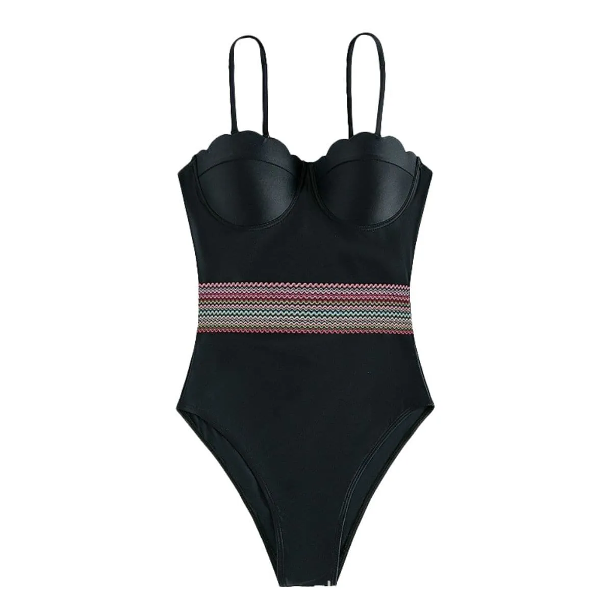 Contrast padded sweetheart neck one piece swimwear