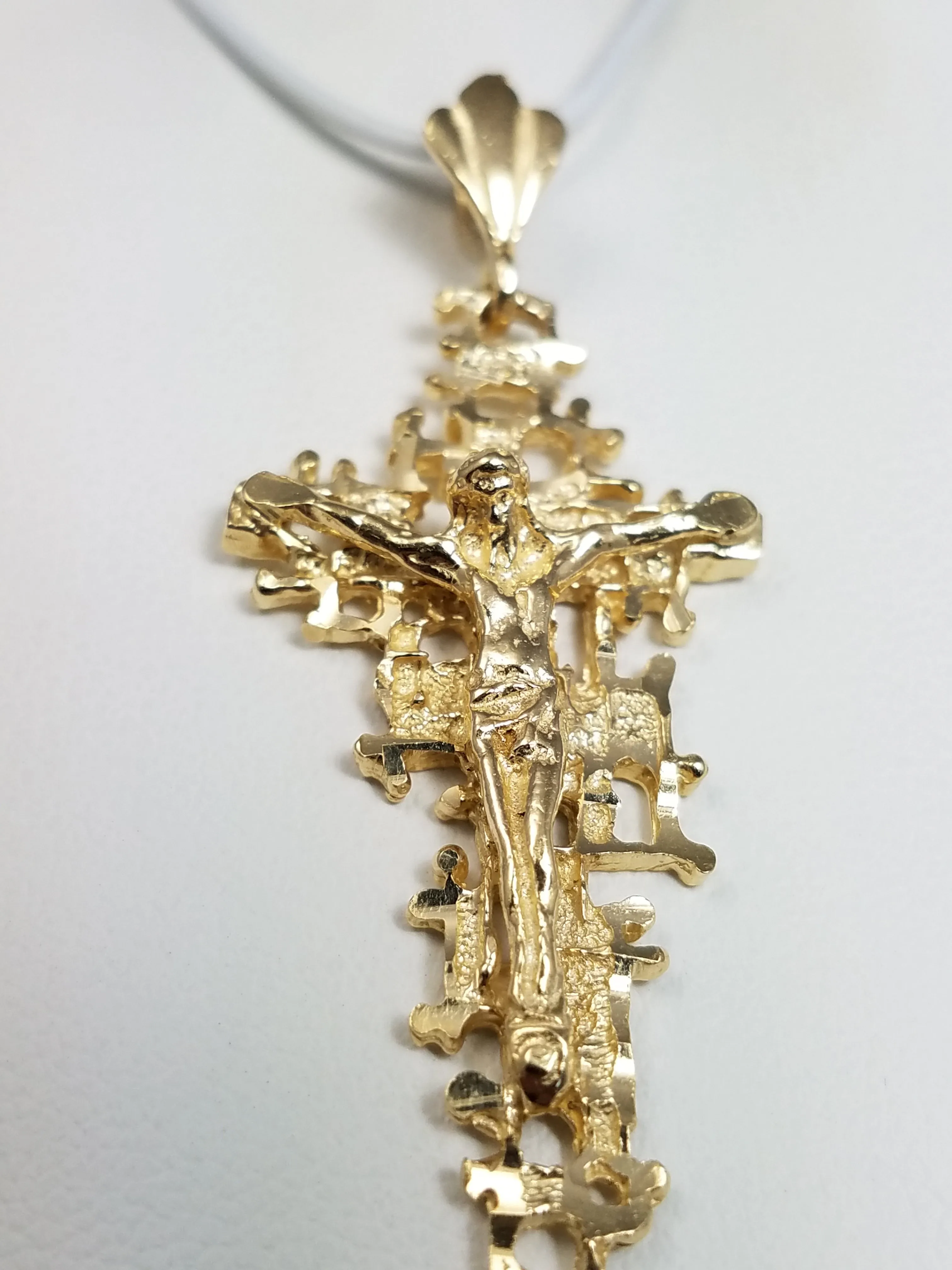 Cool 14k Solid Yellow Gold Modernist Crucifix Pendant